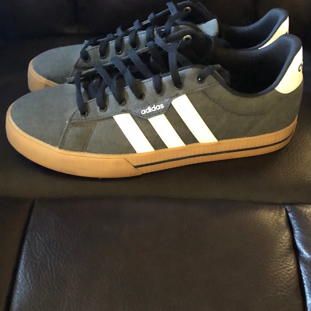 Adidas Black and White Sneakers with Gum Sole